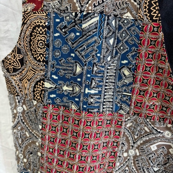Vintage women’s patchwork fully beaded embroidered vest large - Picture 3 of 8